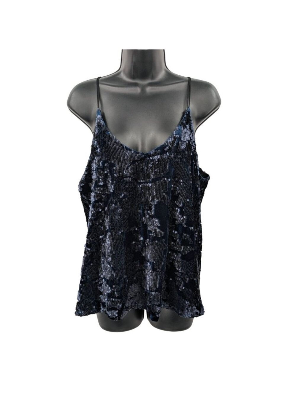 Sequin Velvet Cami Glam Party‎ Clubwear Disco Minimalist Statement Tank Medium
